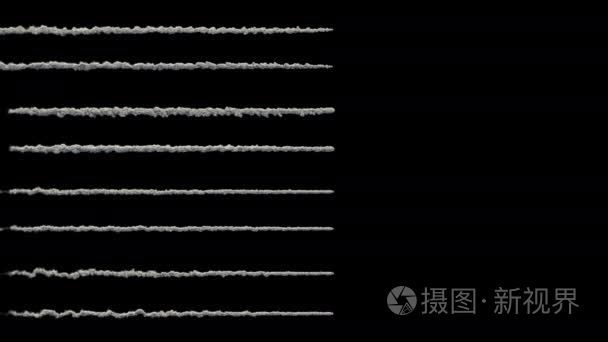 许多烟雾流星或小行星  烟雾的踪迹  与阿尔法面具