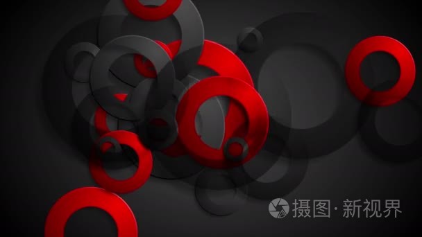 抽象红色黑色圆环企业动画背景视频
