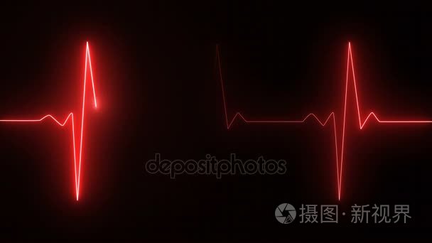 心电图心电图示波器屏幕红色视频