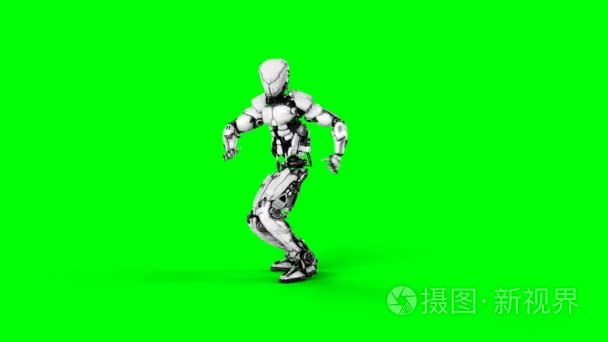 有趣的机器人在跳舞。现实的运动和思考。4k 绿色屏幕素材