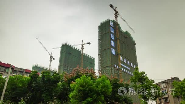 武汉城市日时间公寓建筑全景4k 时间推移中国