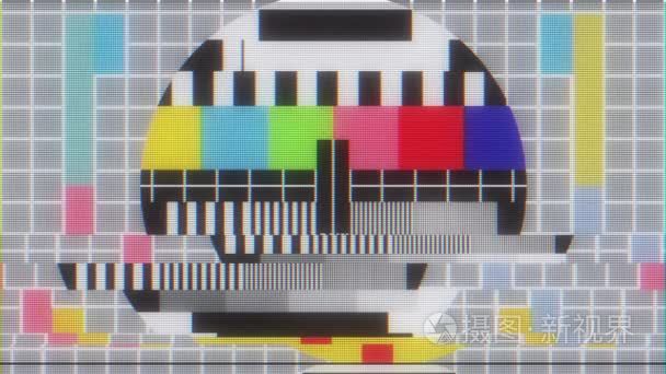 带有干扰的电视测试平板电脑背景动画-新质量数字抽动技术彩色视频素材