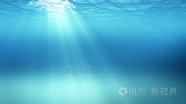 蓝色波浪  慢动作海洋表面从水下看