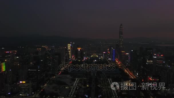 中国夜景照亮深圳城市风貌视频