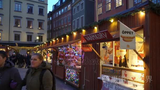 圣诞假日博览会在大广场 Stortorget 在老城格姆拉斯坦斯坦  斯德哥尔摩