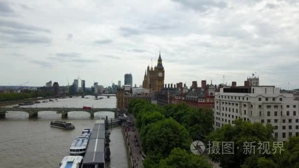 英国伦敦市中心鸟瞰图视频