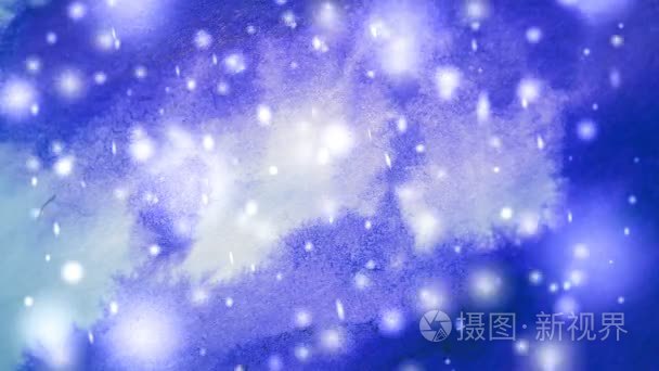 冬天紫色背景与雪花视频