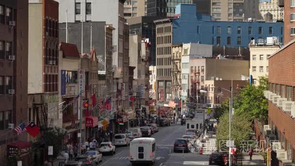 曼哈顿唐人街日间高角度拍摄视频
