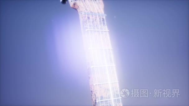 蓝色背景下的经典吉他视频