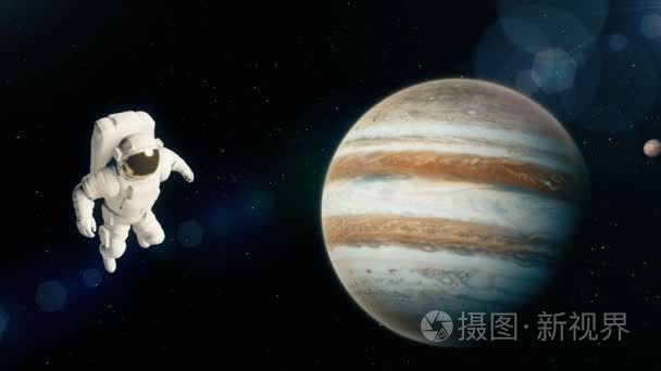 太空宇航员飞越木星视频
