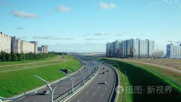 现代高层住宅小区公路车辆交通视频