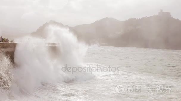 海滩海洋西班牙波浪视频