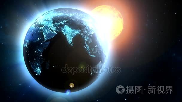 太阳在外太空旋转地球视频