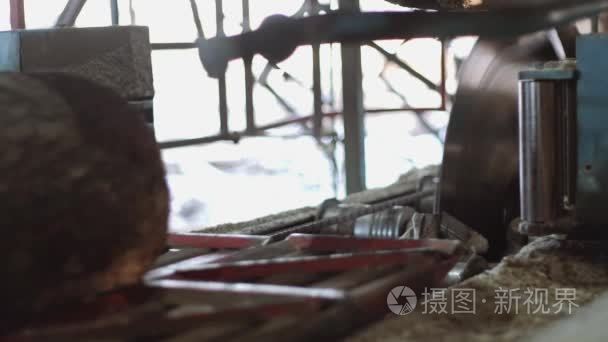 木工机械厂金属圆锯材原木切割视频