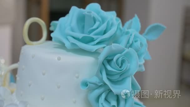 婚礼蛋糕在餐馆咖啡馆室内甜点视频