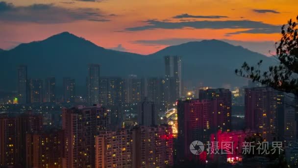 珠海城市空中夜景全景视频