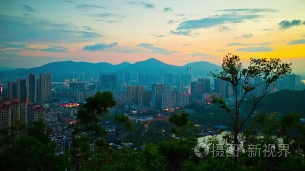 珠海城市空中夜景全景视频