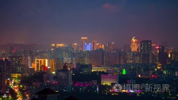 珠海城市空中夜景全景视频