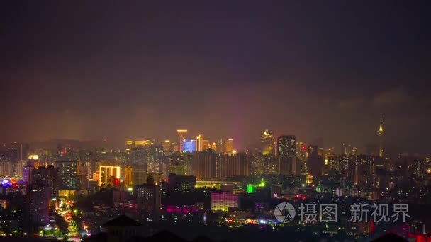 珠海城市空中夜景全景视频