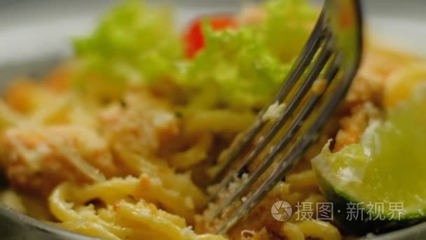 意大利面食传统意式餐叉视频