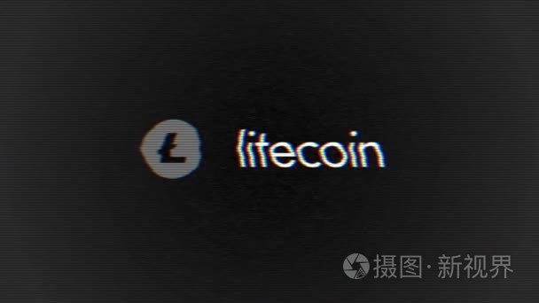 Litecoin 数字货币符号的抽象动画。数字 cryptocurrency Litecoin 在黑色背景上签名。视频动画