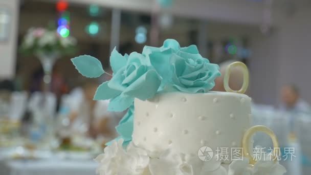 室内婚礼蛋糕在餐馆咖啡馆甜点视频