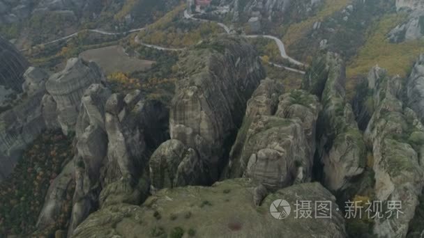 米特奥拉寺附近岩层的鸟瞰图