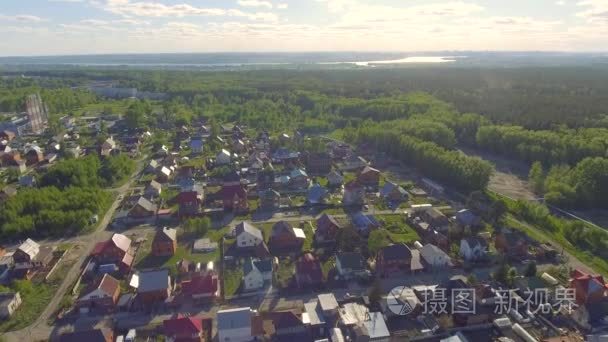 居住小区农村、庭院和郊区居民住宅全景鸟瞰图