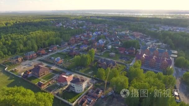 居住小区农村庭院和郊区居民住宅全景鸟瞰图