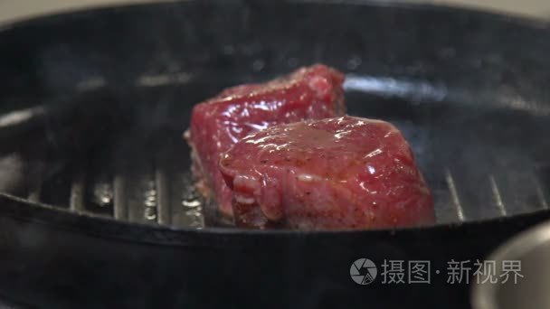 食物烹调厨房膳食准备肉油炸视频