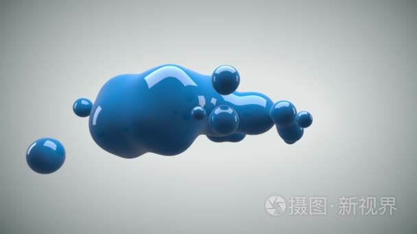 抽象3d 渲染插图变形图形。波浪蓝色降