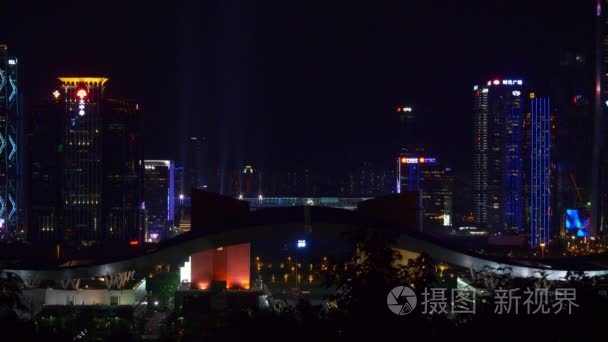 中国夜景照亮深圳城市风貌视频