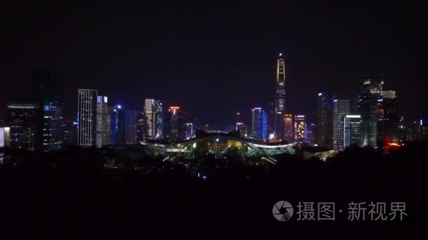 中国夜景照亮深圳城市风貌视频
