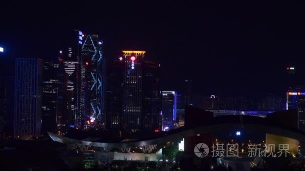 中国夜景照亮深圳城市风貌视频