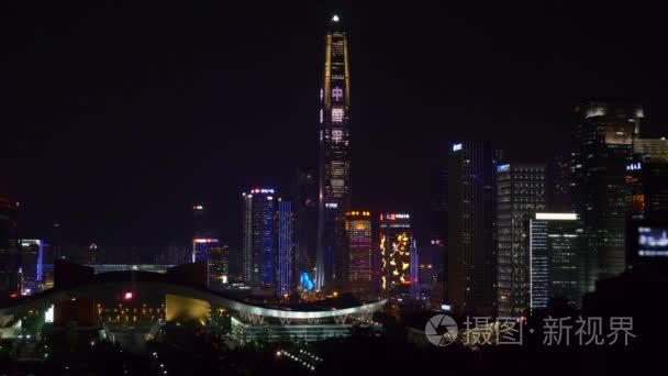 中国夜景照亮深圳城市风貌视频