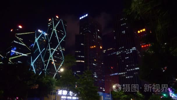 中国夜景照亮深圳城市风貌视频