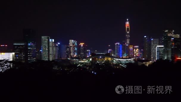 中国夜景照亮深圳城市风貌视频