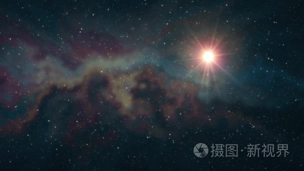 孤大星闪烁在柔和的移动星云星光夜空动画背景新质量自然风景酷彩光视频画面