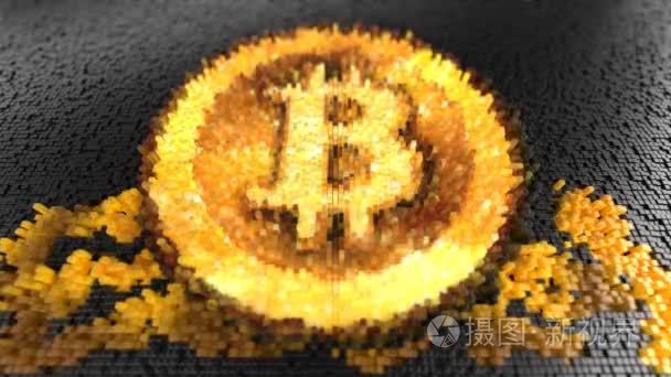 密码货币黄金比特币-Btc 比特硬币。4k 动画