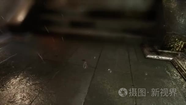 散景灯下雨天的城市夜景视频