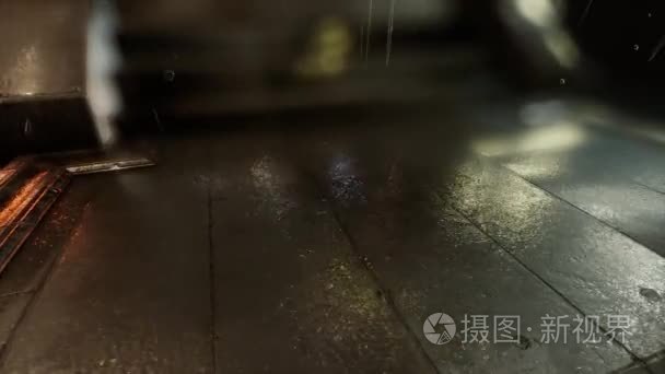 散景灯下雨天的城市夜景视频