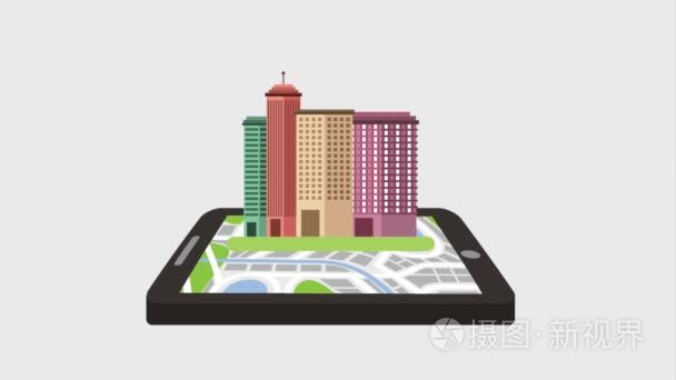 gps 导航设备地图景观和城市3d 目的地