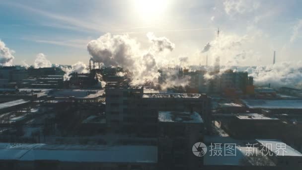 工厂污染大气有害排放物视频