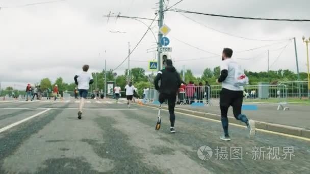 运动的慢跑运动员腿跑步马拉松视频