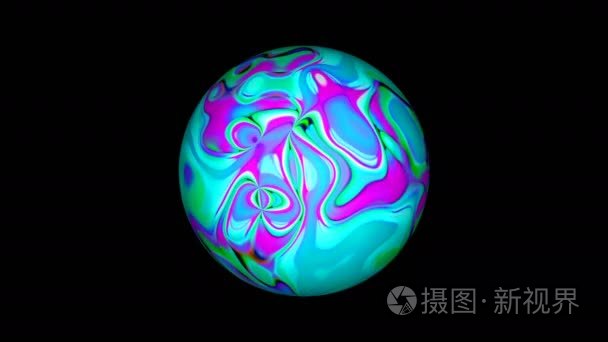 球形与液体迷幻表面  抽象3d 计算机产生的背景