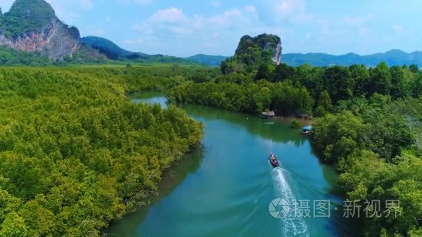 泰国空中景观, 观的河流在绿色的热带森林, 美丽的自然风光的丛林荒野