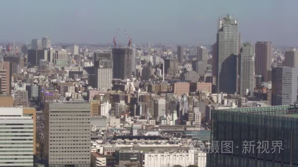 高层东京城市景观的广角拍摄视频