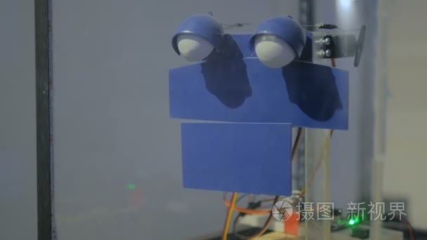 在科技展览会上的可悲简单手工机器人