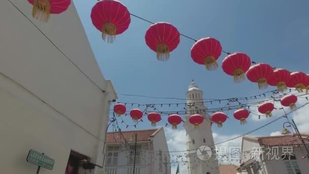 马来清真寺农历新年期间红灯笼视频