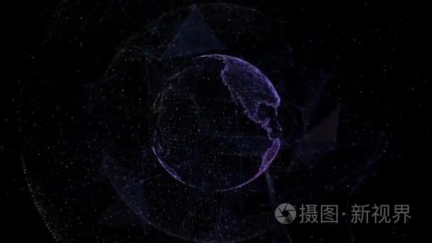 地球与轨道卫星的数字技术连接视频